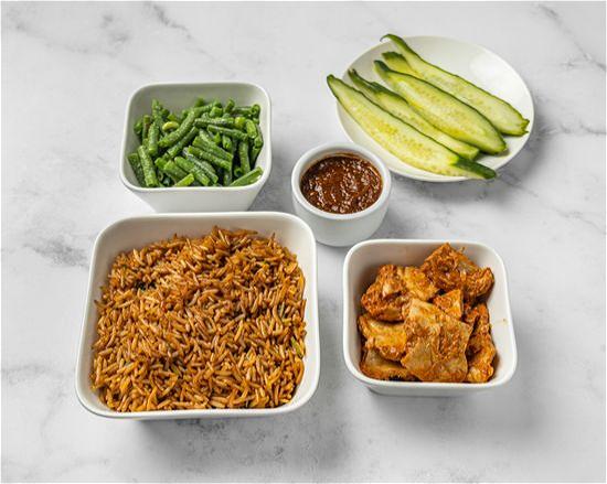 Nasi vegan kip in ketjap